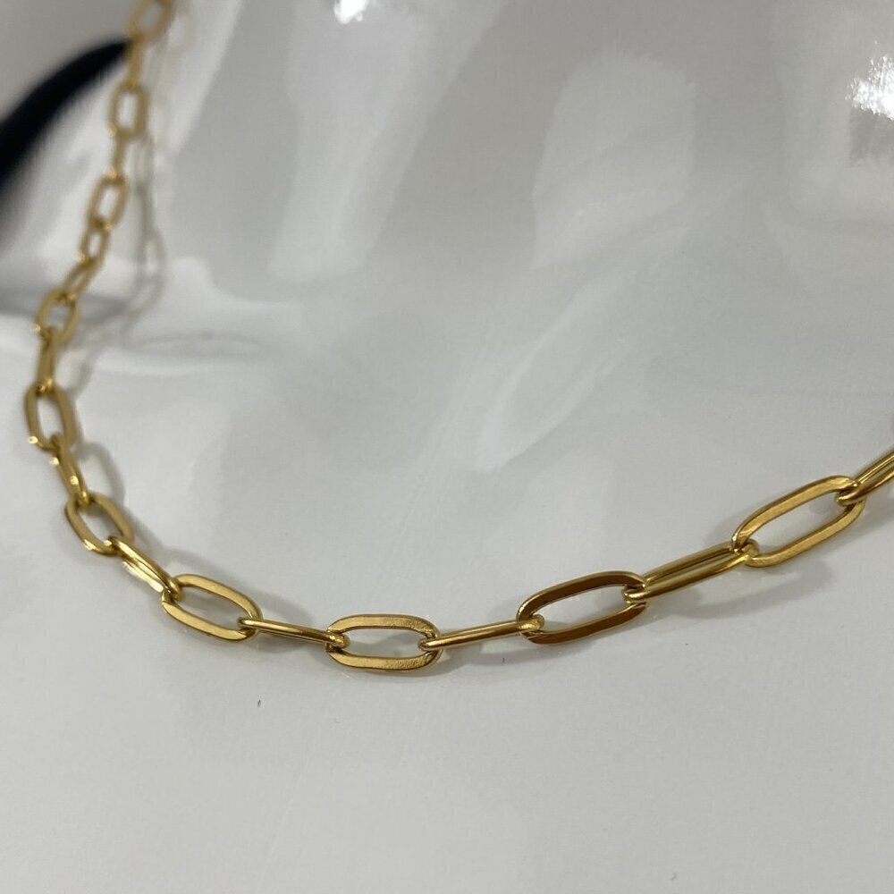 Paperclip Necklace Gold Plated Stainless Steel - Picture 3 of 9